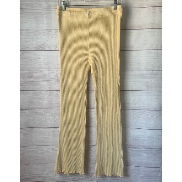 Billabong Yellow Ribbed Knit Pants High Waisted Drawstring Size Large - Picture 5 of 16